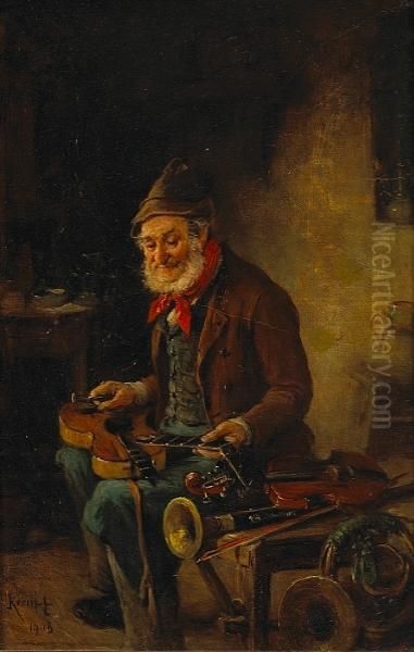 Hard At Work; A Peaceful Moment (a Pair) Oil Painting by Hermann Kern