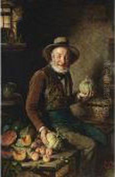 The Pumpkin Seller Oil Painting by Hermann Kern