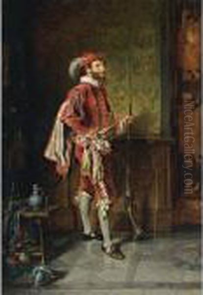 Portrait Of A Spanish Musketeer Oil Painting by Hermann Kern