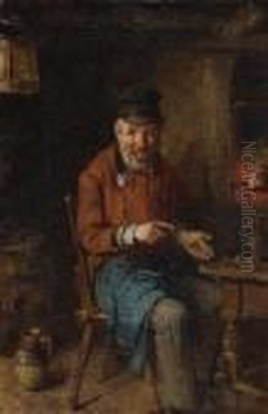 Der Geldzahler. Oil Painting by Hermann Kern