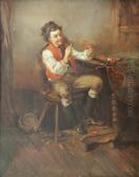 Chlopiec Z Rakami Oil Painting by Hermann Kern