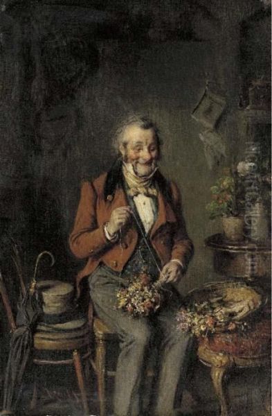 Making The Bouquet Oil Painting by Hermann Kern