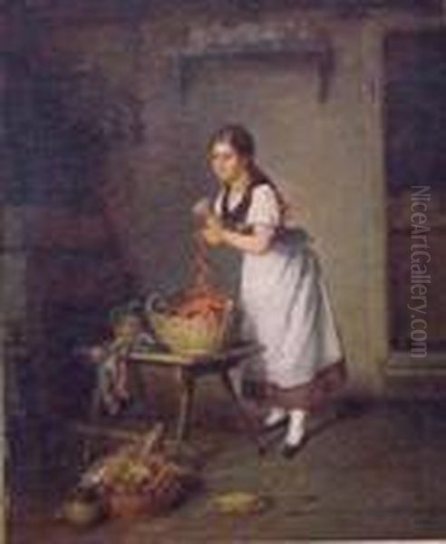 The Kitchen Maid Oil Painting by Hermann Kern