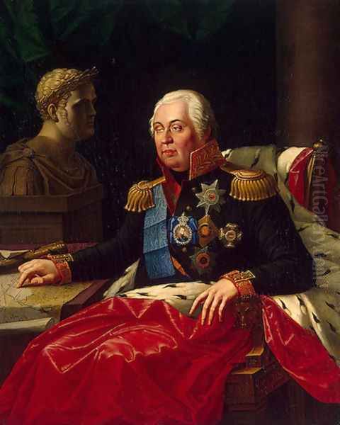 Portrait of Mikhail Kutuzov (Golenishchev-Kutuzov, Prince of Smolensk) Oil Painting by Jozef (Joseph) Oleszkiewicz