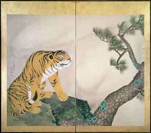 Tiger Screen Japanese 1781 Oil Painting by Maruyama Okyo