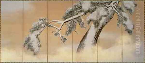 The Pines under Snow 2 Oil Painting by Maruyama Okyo