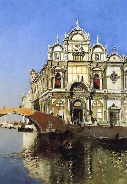 Scoula Grandi di San Marco and Campo San Giovanni e Paolo, Venice Oil Painting by Martin Rico y Ortega