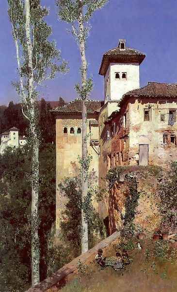 The Ladies' Tower in the Alhambra, Granada Oil Painting by Martin Rico y Ortega