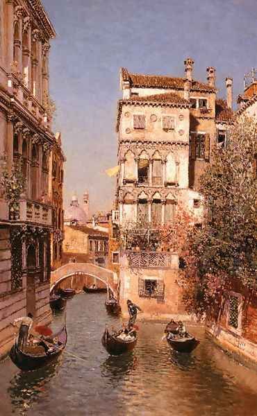 Along The Canal, Venice Oil Painting by Martin Rico y Ortega