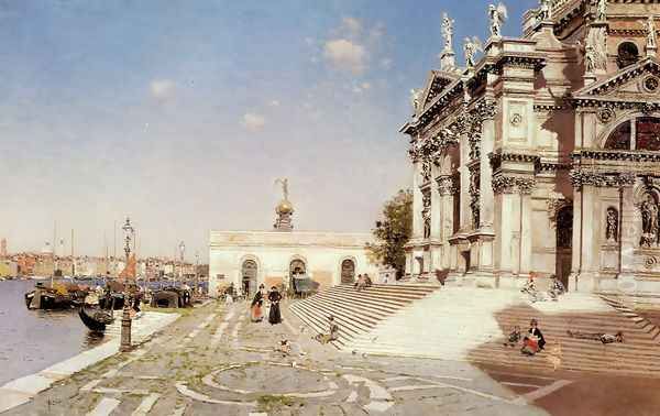 A View of Santa Maria della Salute, Venice Oil Painting by Martin Rico y Ortega