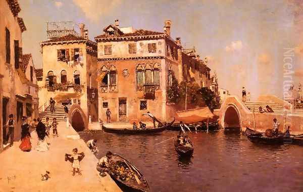 A Venetian Afternoon Oil Painting by Martin Rico y Ortega