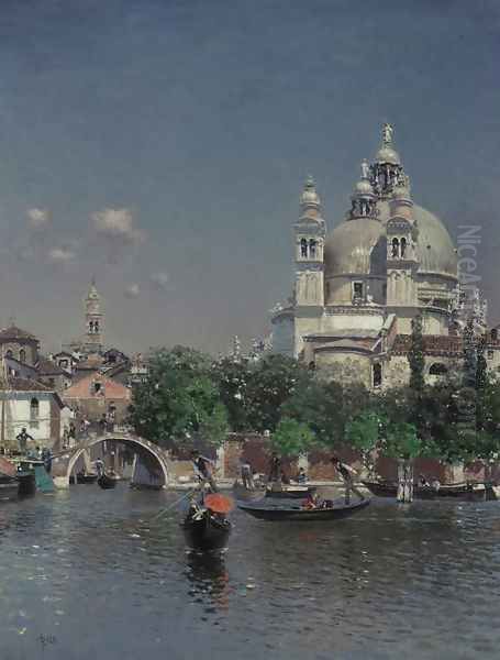 Venetian Lagoon Near the Church of Santa Maria della Salute Oil Painting by Martin Rico y Ortega