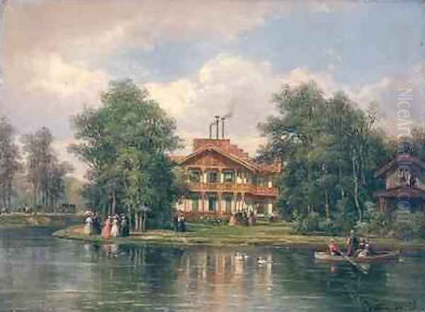 The Chalet with the Yellow Door in the Bois de Vincennes, c.1862 Oil Painting by Pierre Justin Ouvrie