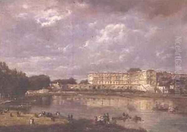 Versailles from the Piece dEau des Suisses Oil Painting by Pierre Justin Ouvrie