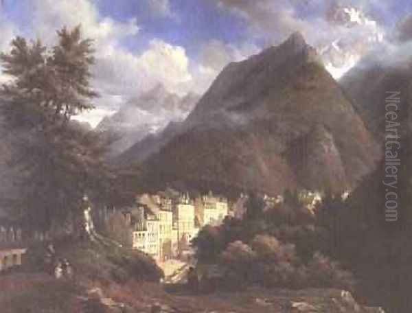 Les Eaux-Bonnes, 1846 Oil Painting by Pierre Justin Ouvrie