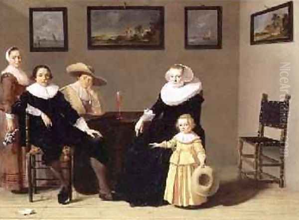 Dutch Family in an Interior 1634 Oil Painting by Jan Olis