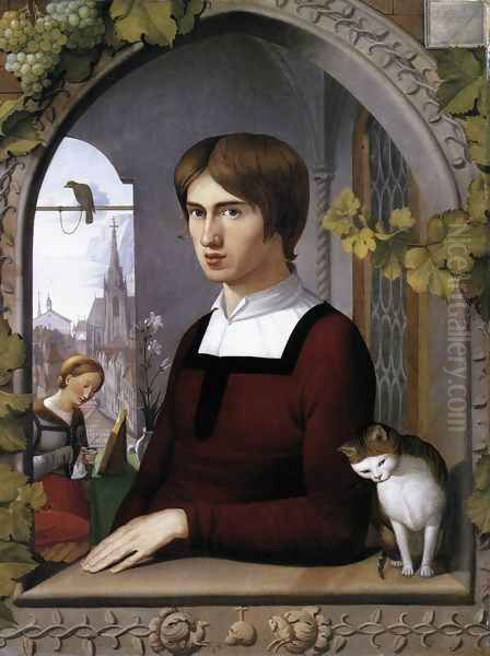 Portrait of the Painter Franz Pforr c. 1810 Oil Painting by Johann Friedrich Overbeck