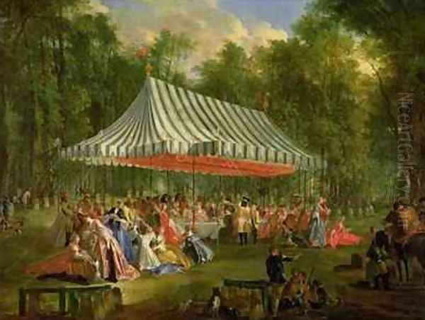 Festival Given by the Prince of Conti to the Prince of BrunswickLunebourg at lIsleAdam 1766 Oil Painting by Michel-Barthelemy Ollivier