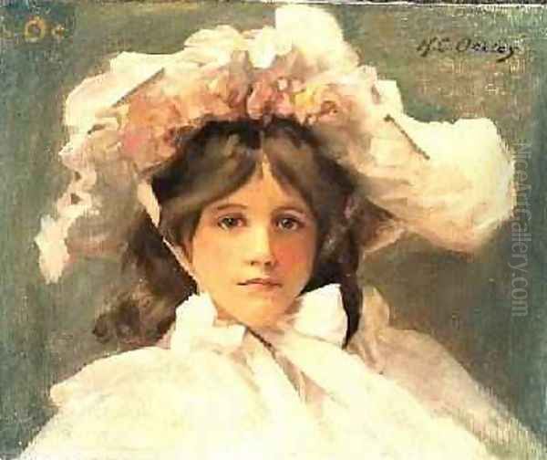 Girl in an Edwardian Bonnet Oil Painting by Harold Oakley