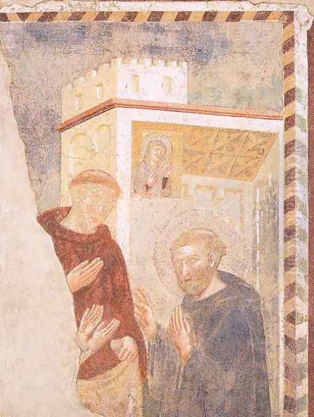 Scenes from the Life of St. Benedict- St. Benedict Raises the Monk Killed by a Collapsing Wall Oil Painting by Lello Orvieto