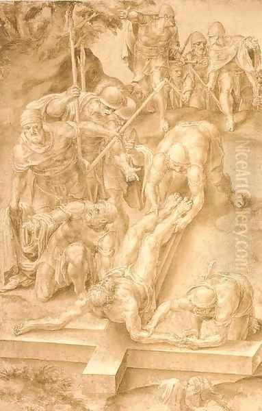 Christ nailed to the Cross Oil Painting by Lelio Orsi