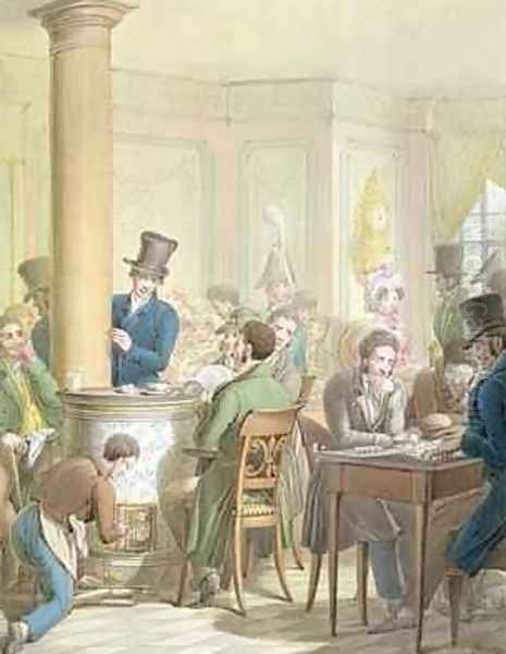 The Cafe de Commerce from Tableau de Paris Oil Painting by George Emmanuel Opitz