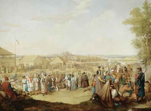 Visit of Emperor Nicholas I to the Market at Nizhny Novgorod in 1836 Oil Painting by George Emmanuel Opitz