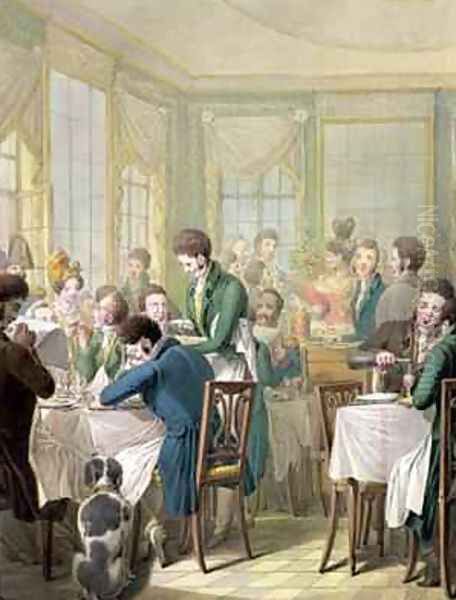 The Restaurant in the Palais Royal 1831 Oil Painting by George Emmanuel Opitz