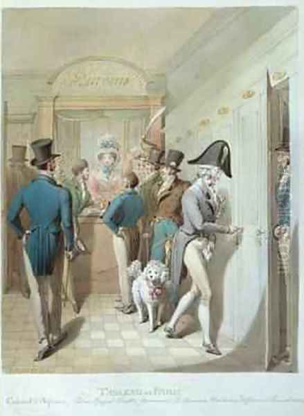 The Office of the Theatre Francais from Tableau de Paris 1815-30 Oil Painting by George Emmanuel Opitz