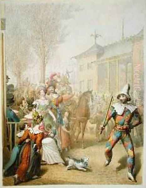 Mardi-Gras Boulevard des Italiens 1831 Oil Painting by George Emmanuel Opitz