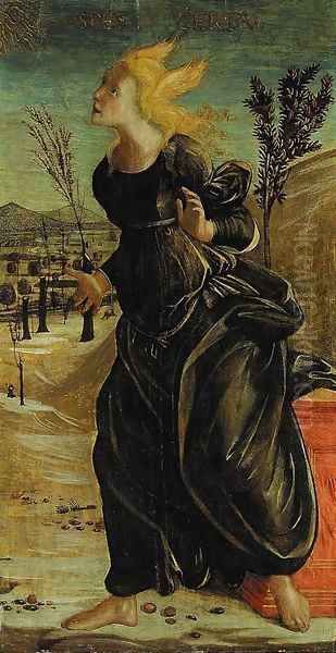 A female Saint in a landscape Oil Painting by Pietro di Francesco degli Orioli