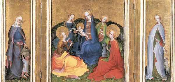 Madonna and Child with Saints 1410-20 Oil Painting by Master of the Older Holy Kinship Altar