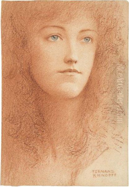 Portrait
Presume D'elise Marquet Oil Painting by Fernand Khnopff