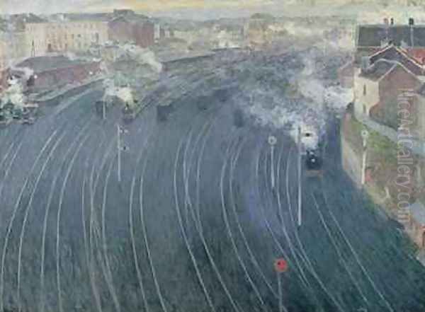 Luxembourg Station, Brussels, 1903 Oil Painting by Henri Ottmann