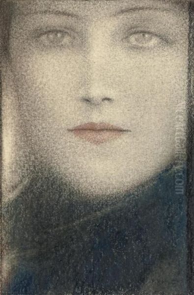 Tete De Femme Oil Painting by Fernand Khnopff