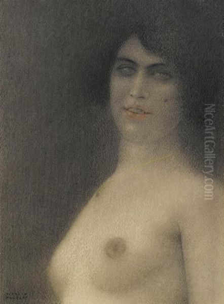 Des Cheveux Noirs Oil Painting by Fernand Khnopff