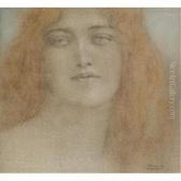 Etude De Femme Oil Painting by Fernand Khnopff