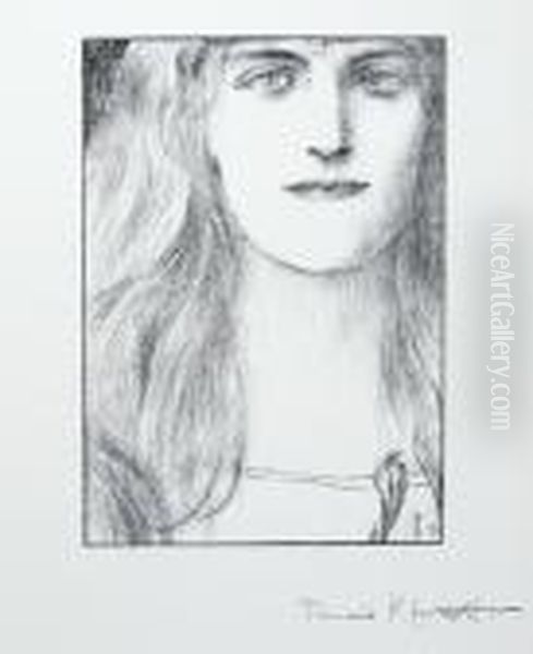 Une Tete De Face Oil Painting by Fernand Khnopff