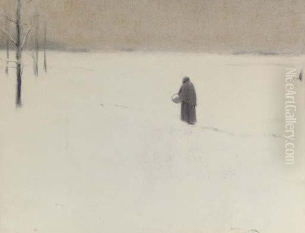 La Vieille En Hiver Oil Painting by Fernand Khnopff