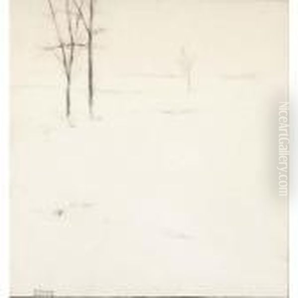 Paysage De Neige Oil Painting by Fernand Khnopff