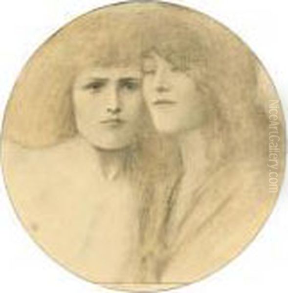 Des Caresses Oil Painting by Fernand Khnopff