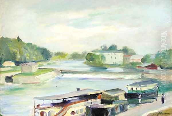 Au bord de la riviere Oil Painting by Henri Ottmann