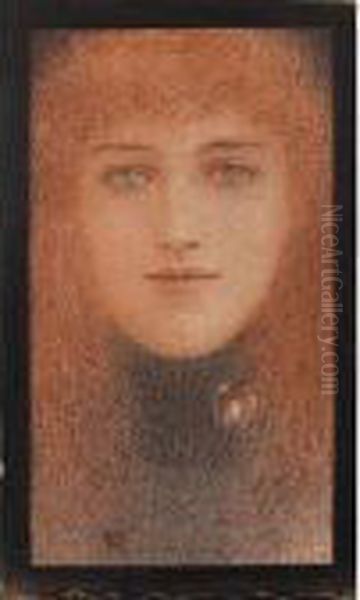 Portrait De Femme Oil Painting by Fernand Khnopff