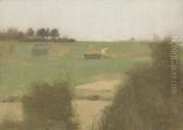 Paysage A Fosset Oil Painting by Fernand Khnopff