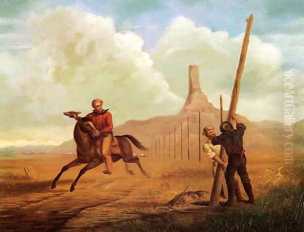 The Last Ride of the Pony Express of 1861 Oil Painting by George Martin Ottinger