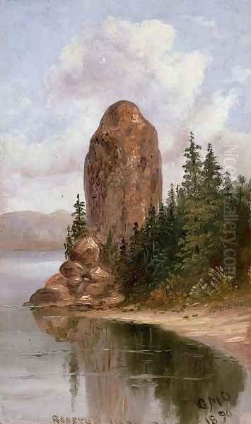 Rooster Rock, Columbia River Oil Painting by George Martin Ottinger