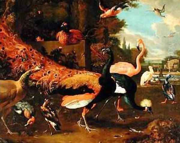 Ornamental Fowl Oil Painting by Adriaen van Oolen