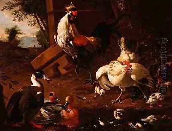 Farmyard Fowl Oil Painting by Adriaen van Oolen