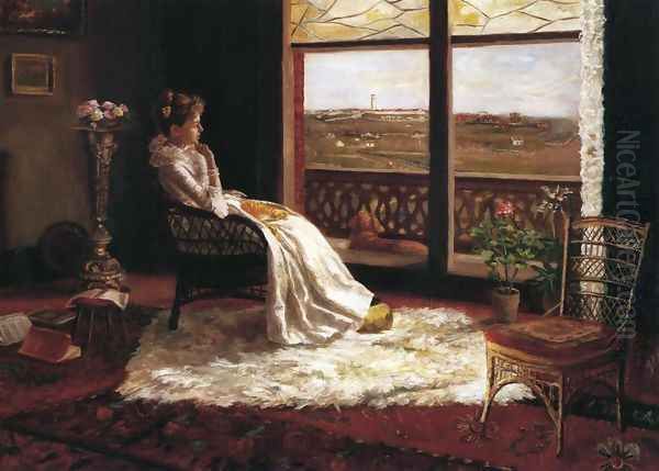 Mrs. E. B. Chandler in Her Room Oil Painting by Robert Jenkins Onderdonk