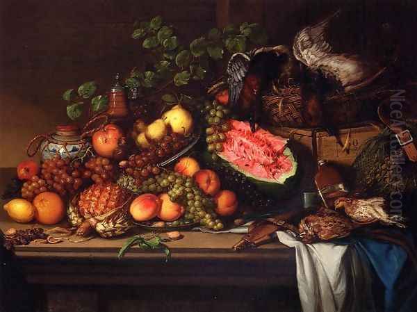 Still Life with Fruit and Game Oil Painting by Joseph Biays Ord